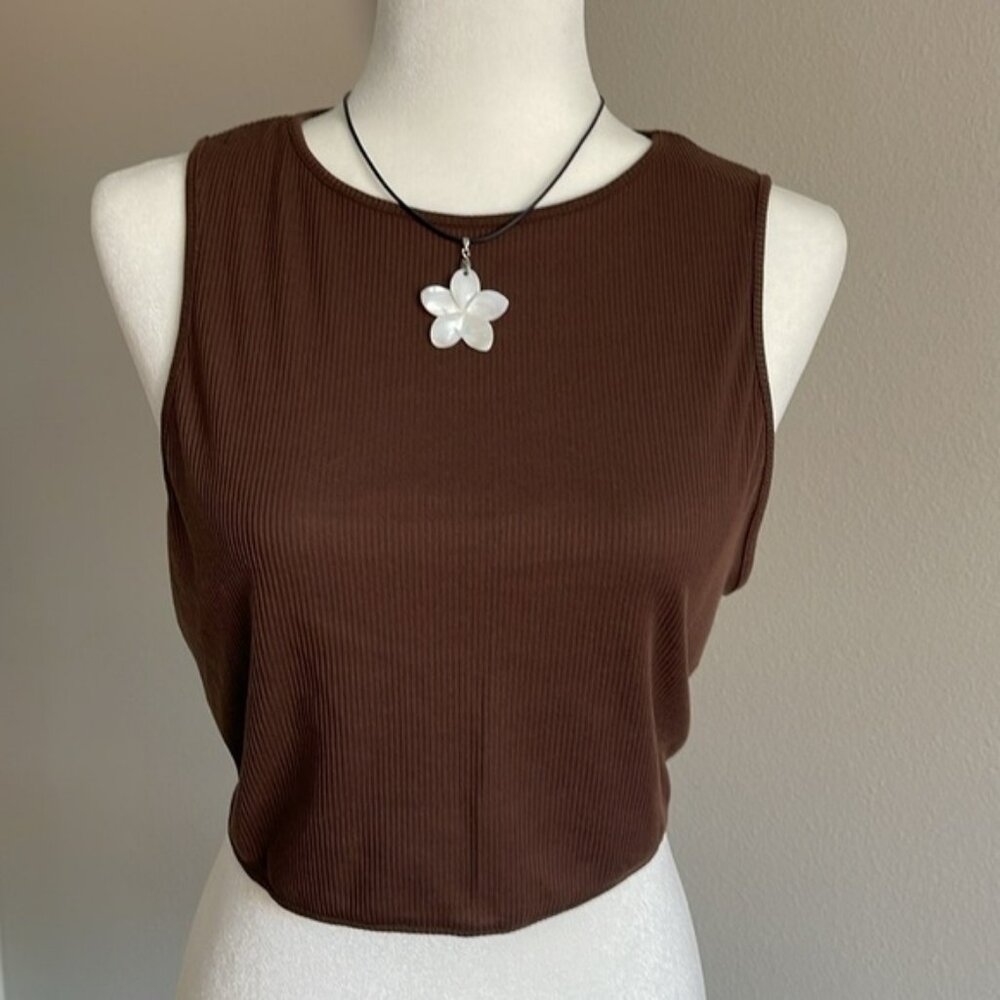 NWT Pretty Little Thing Brown Sleeveless Crop Top Size 18